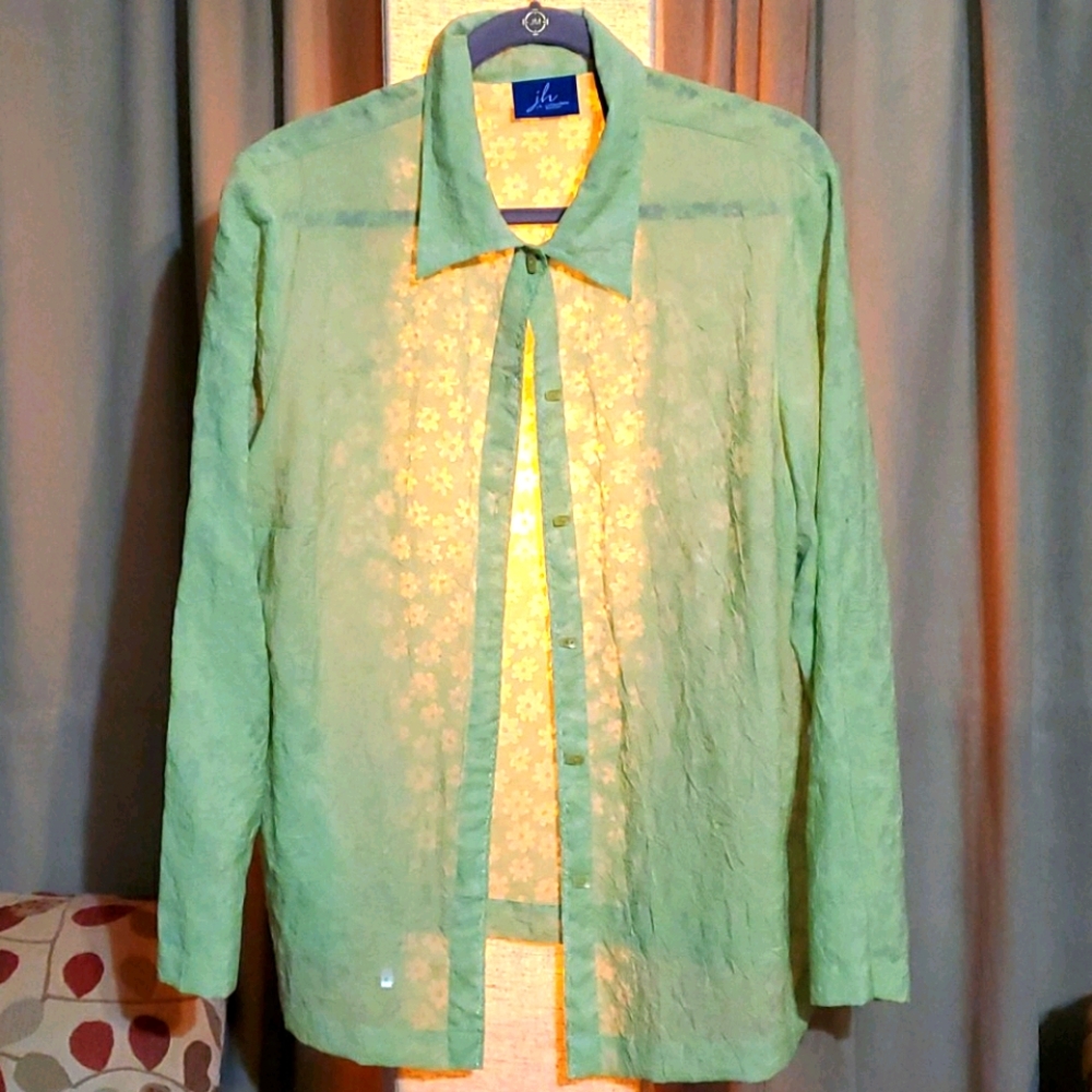 Spring Green sheer blouse